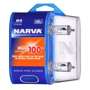 2 Pack Narva Halogen H4 Globe 12V 60/55W P43T - 50% Longer Life!