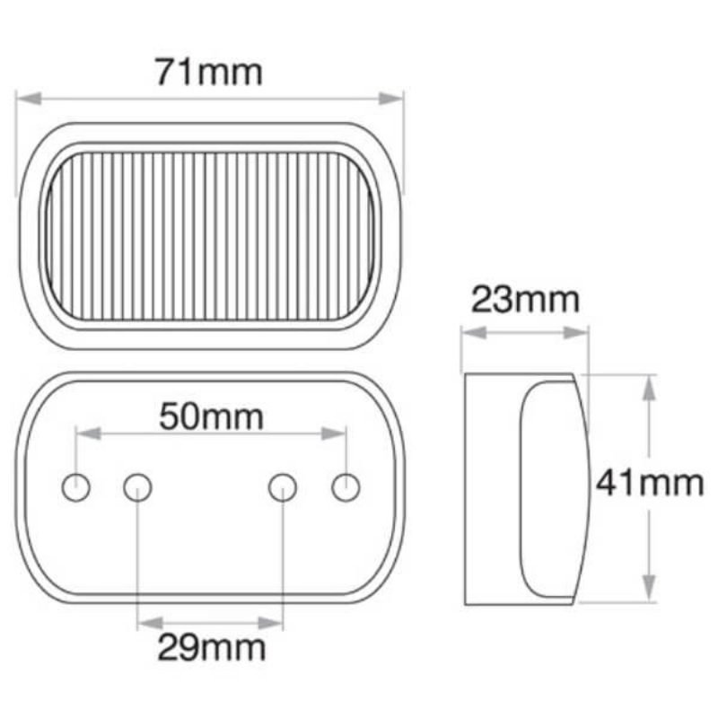 Narva 91603 9-33V Red/Amber LED Side Marker Lamp with Black Base & 2.5M Cable