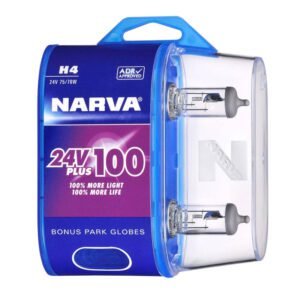 Narva Halogen H4 Globe 24V 75/70W 24V Plus 100 Long Life P43T (2 Pack) - Bright, Long-Lasting Lighting