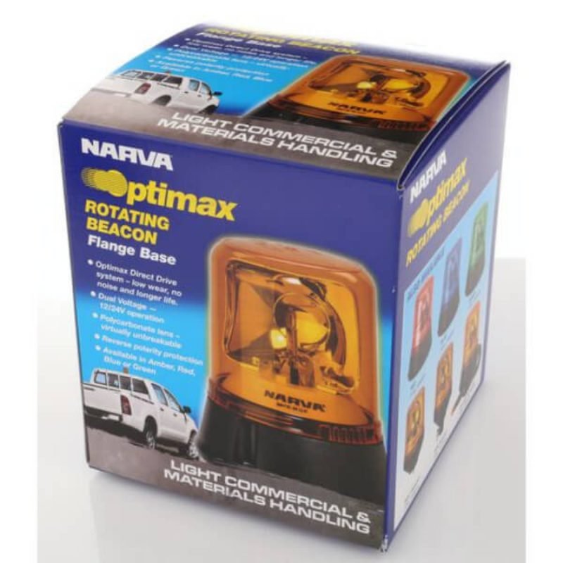 Narva 85650A 12/24V Amber Optimax Rotating Beacon Flange Base