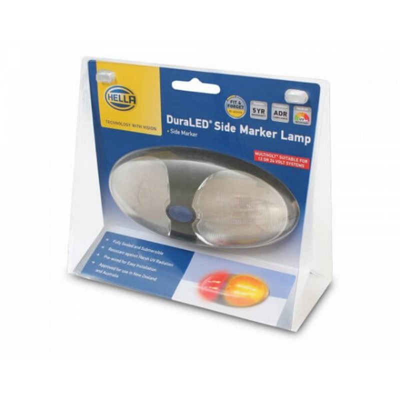 "Hella Duraled Clear Lens Side Marker Lamp - Brighten Up Your Vehicle!"