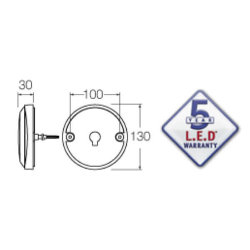 Narva 94318 9-33V LED Rear Stop & Direction Indicator Lamp with Red LED Tail Ring