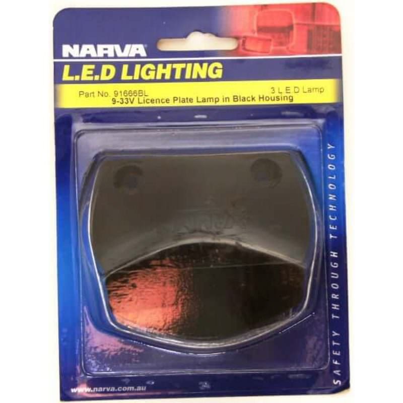 Narva 91666 9-33V 3 L.E.D Licence Plate Lamp in Black Housing & 0.5M Cable