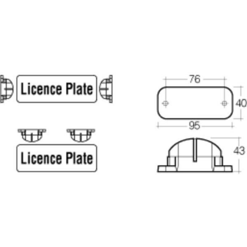 "Narva 91680 9-33V 3 L.E.D Licence Plate Lamp in Low Profile Black Housing & 0.5M Cable"