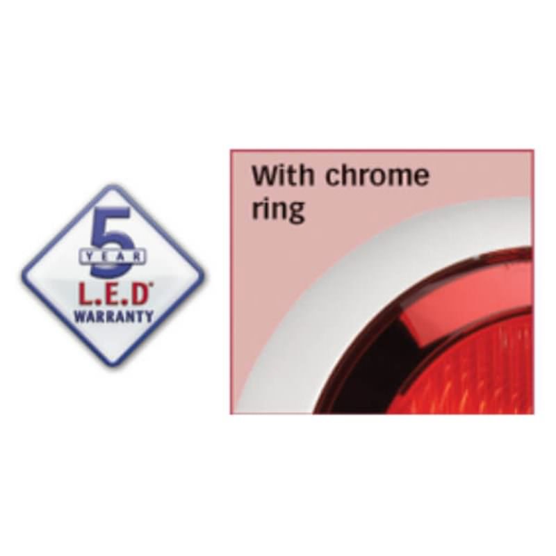 "Narva 94336W 9-33V Red LED Rear Stop/Tail Lamp with Chrome Ring" "Narva 94336W 9-33V Red LED Rear Stop/Tail Lamp with Chrome Ring"