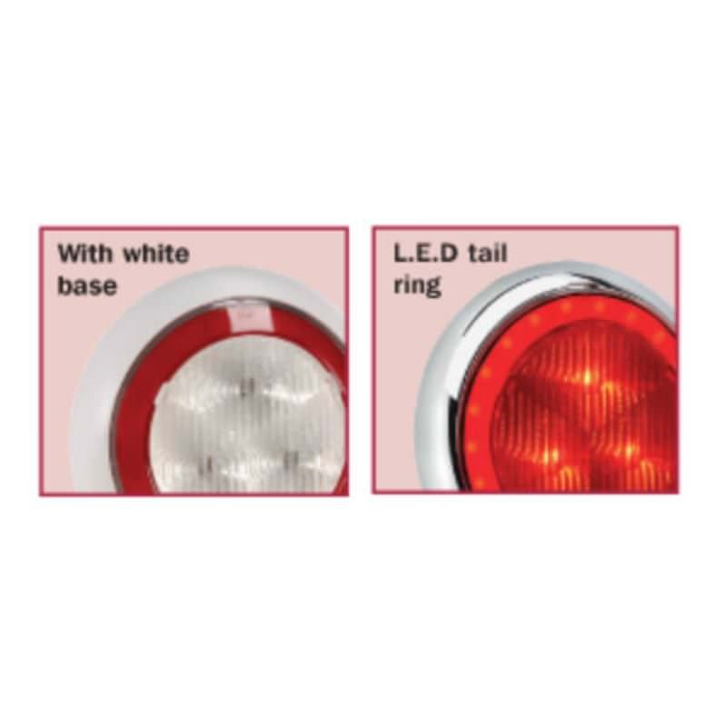 "Narva 94336W 9-33V Red LED Rear Stop/Tail Lamp with Chrome Ring" "Narva 94336W 9-33V Red LED Rear Stop/Tail Lamp with Chrome Ring"